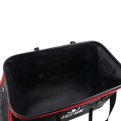 Collapsible EVA Fishing Bucket with Mesh Cover, Portable Live Bait Tank for Sea Fishing Camping Hiking, Foldable Fish Storage Box with Shoulder Strap, Black 30cm - color: 40cm