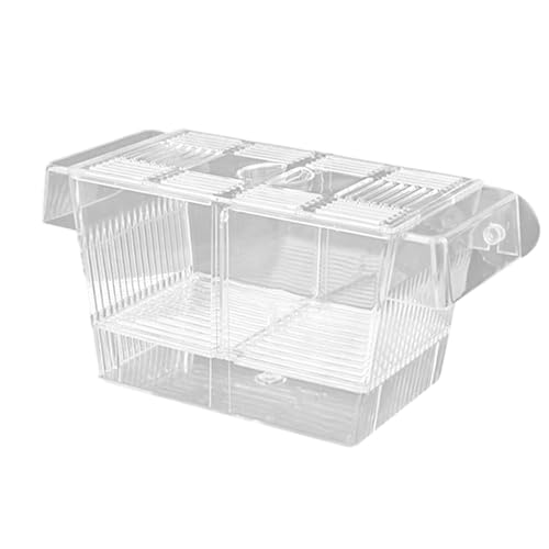 1/2 Fish Breeding Box - Aquarium Breeder Box, Fish Acclimation Box with 2 Suction Cups | Easily Install Fish Isolation Box, Acrylic Aquarium Hatchery Incubator for Baby Fishes Shrimp Betta Guppy - size: L