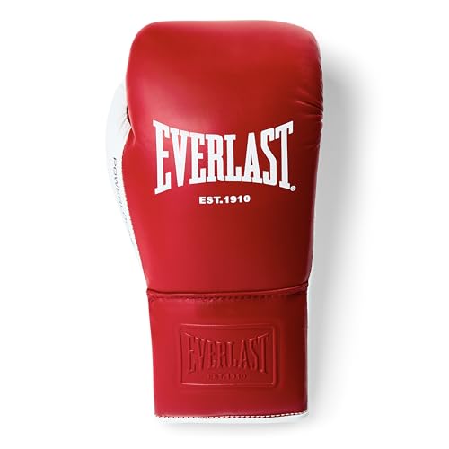 Everlast Powerlock OG Pro Boxing Gloves | Lace Up Fight Gloves - color: Red/White, size: 10oz X-Large