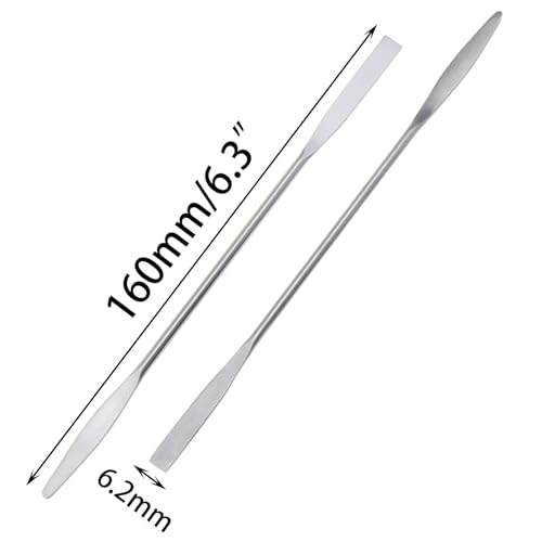 DGZZI 2PCS Stainless Steel Palette Stick Double Ended Spatula 160mm Laboratory Spatula Semi Micro Spatula Square/Round End Spatula Suitable for Laboratory Application Restaurant Kitchens Handicrafts