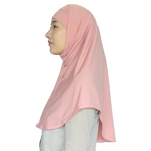 Women's Muslim Hijab Al-Amira Hijabs 2 Pieces with Tube Underscarf Cap Instant Soft Scarf - color: Dark Pink