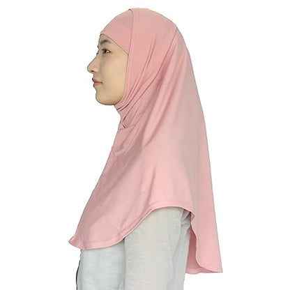 Women's Muslim Hijab Al-Amira Hijabs 2 Pieces with Tube Underscarf Cap Instant Soft Scarf - color: Dark Pink