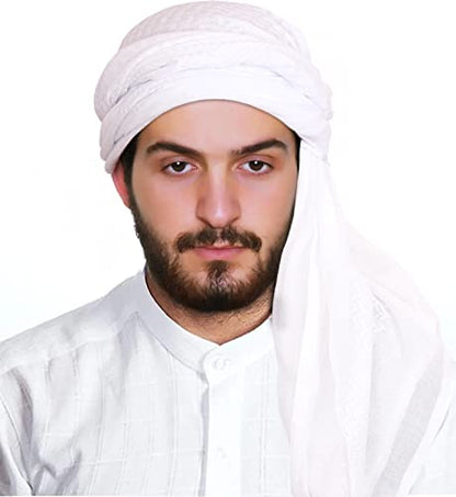 JPXH Arab Tactical Desert Headwear Muslim Palestinian Scarf Men's Halloween Costume Accessories - color: White1