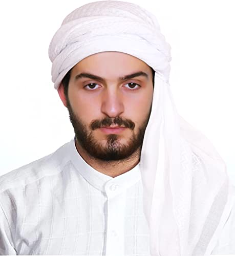 JPXH Arab Tactical Desert Headwear Muslim Palestinian Scarf Men's Halloween Costume Accessories - color: White1