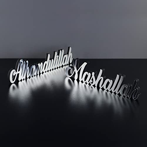 IWA Concept Alhamdulillah-Mashallah Silver | Home Decor or Islamic Decor for Table or Shelves | Home Decorations for Ramadan Gifts | Eid Decorations | Islamic Ramadan Gift | Islamic Table Decor - color: Silver, size: alhamdulillah-mashallah