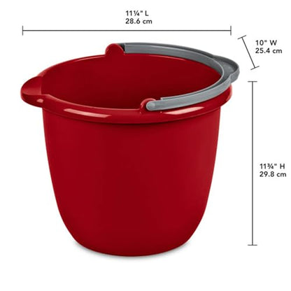 Sterilite 10 Qt Spout Pail with Handle, Bucket for Household Cleaning, Washing the Car, and Mopping, Spout to Easily Pour Water, Red, 24-Pack - size: 24 Pack