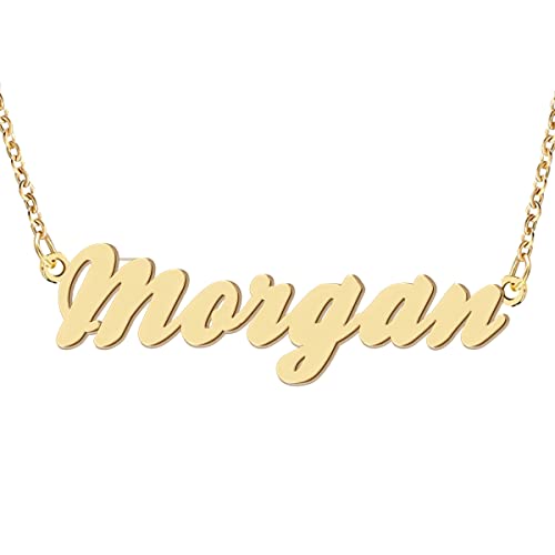 Name Necklace Personalized Engraved Name Pendant for Womens Friends - style: Morgan - Gold