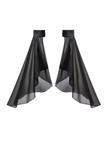 Detachable Sleeves for Wedding Dresses Chiffon Bell Sleeve Arm Covers Victorian Gothic Bridal Gown Accessories - color: Black