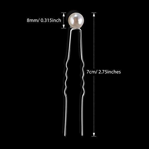 WILLBOND 40 Pack White Pearl Hair Pins, U-shaped Bobby Pins for Bridal Wedding Hairstyles, Elegant Hair Accessories for Brides, Bridesmaids, Prom and Special Occasions(0.3 Inch) - style: 0.3 Inch