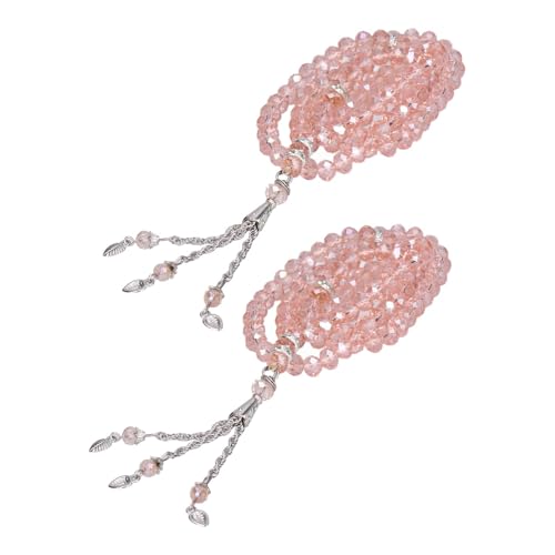 Tnfeeon 2Pcs Pink Muslim Prayer Beads Coloured Glaze 99 Beads Mihrab Separators Count Exquisite Design Tasbih Prayer Beads 0.31in