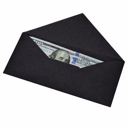 Money Envelopes – V-Flap Foil Border Luxury Gifting Money Envelopes (3" x 7") – Perfect for Weddings, Invitations, Baby Showers, Photos, Graduations, and Birthdays (Black) - color: Black