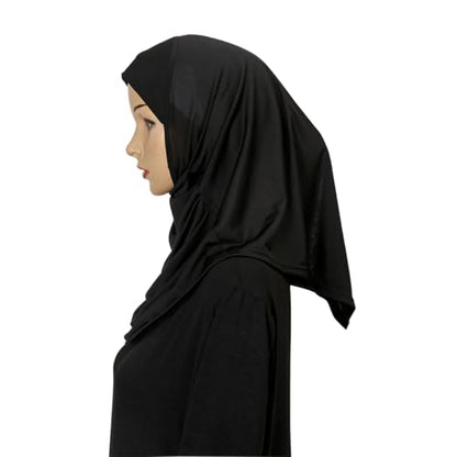 LMVERNA Ready To Wear Hijab for Women Muslim Instant Turban Soft Scarf for Prayer Long Hijabs - color: Black