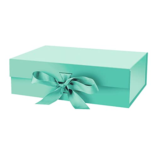 DaiJoob Gift Box with Lid for Presents 10.5x7.5x3.1 Inches with Ribbon and Magnetic Closure(1-Pack) (Robin Blue) - color: Robin Blue-10.5x7.5x3.1 Inch-1pcs