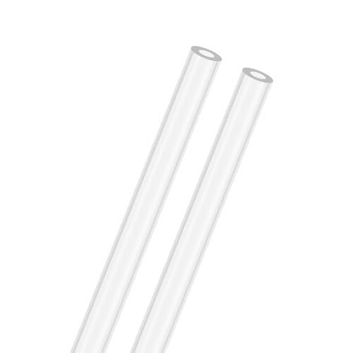 M METERXITY 2-Pack Clear Rigid Acrylic Pipe, 2mm[0.08"] ID x 4mm[0.16"] OD Plastic Round Tube for Water Cooling System/Lamps/Fountains/Aquariums/Display Stand, Acrylic Tubing [305mm/12IN] - size: 2mm ID x 4mm OD