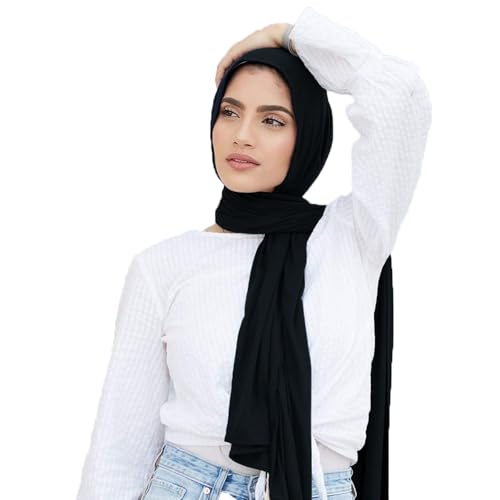 Pre-sewn Instant Hijab Non-slip Scarf for Women Modal Jersey Head Scarf Wrap for Women - color: Black