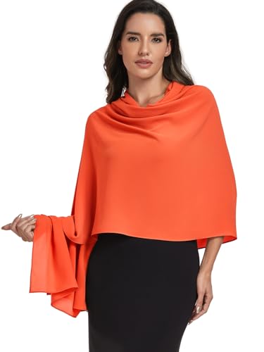 Chiffon Shawl and Wraps for Women Warm Scarves Wedding Evening Bridal Scarfs Pashmina Shawls - color: Orange