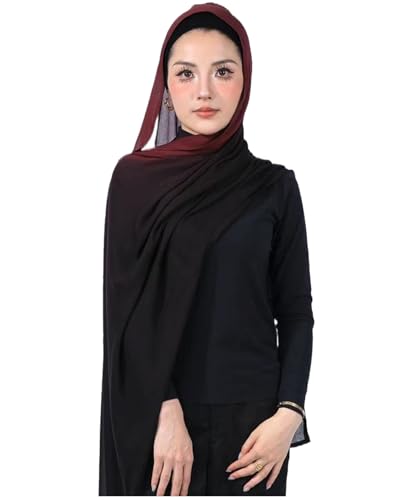 Special Ombre Modal Cotton Hijab Scarf for Women, Graceful Gradient Muslim Head Scarfs - color: Ombre Burgundy