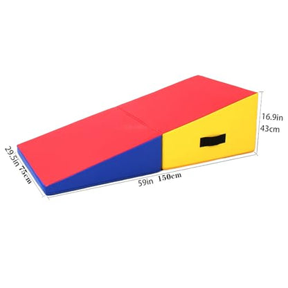 Gymnastics Incline Mat, Folding Gymnastics Wedge With Carrying Handle For Gymnastics, Martial Arts, Cheerleading, Dance Yoga Stretching Training Ex - color: Red, size: 150×75×43cm（59×29.5×16.9in）