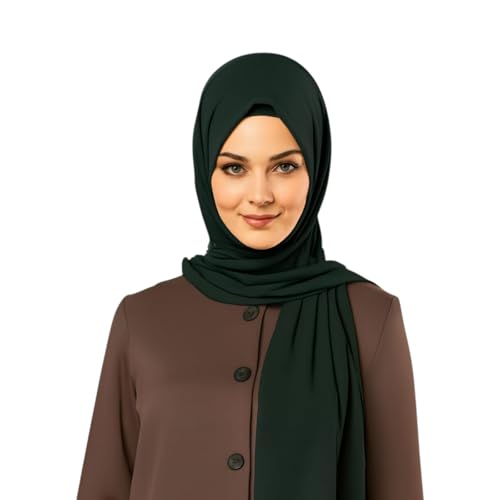 Cotton Modal Jersey Hijab with Matching Undercap, Women's Casual Style, 180cm × 70cm - color: Green
