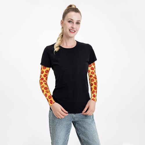 Arm Sleeves Outdoor Garden Sports Cooling Sun Sleeve for Women Men Farm - color: Pizza