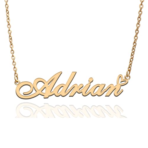 Custom Name Necklace Customized Personalized Plated Necklace for Mother Daughter Friendship Women Valentine's Day Christmas Birthday New Year Party - style: Adrian Gold