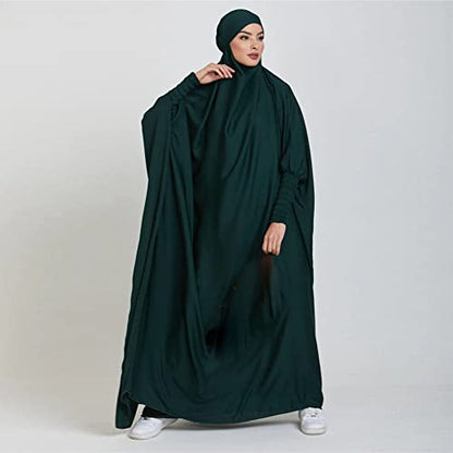 ODIZLI Muslim One Piece Prayer Hijab Dress Women Hooded Abaya Full Cover Islam Dubai Modest Robe - color: Dark Green, size: One Size