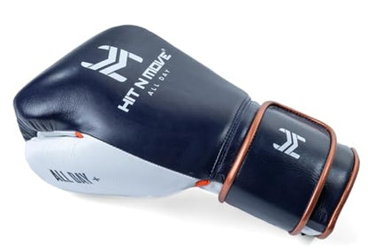 HIT N MOVE All Day Plus Weighted Boxing Gloves Men, Boxing Equipment, Heavy Bag Workout Gloves for Boxing, Training, Kickboxing, Muay Thai, MMA, 24 oz 1.5lbs - style: Velcro Closure DEEP BLUE