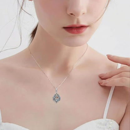 PROESS 925 Sterling Silver Hamsa/Allah Necklace Evil Eye Amulet Jewelry Gifts for Men Women - style: tree of life OM