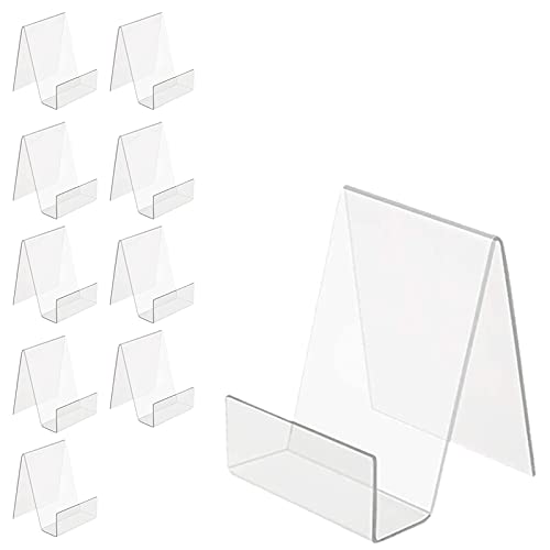 Boloyo Acrylic Book Stand with Ledge,10PC 4 Inch Clear Acrylic Display Easel Transparent Display Stand Holder Tablet Holder for Displaying Books,Magazine,Plate,Pictures,Artworks, CDs - size: 4 inch(10PC)