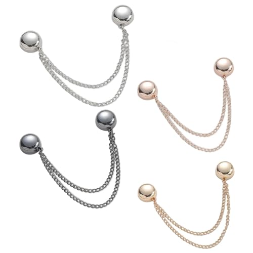 Multi-Function Magtic Clothing Clips, 4 Packs Strongest Strength Buttons Clips with Chain Multi-Purpose Magnec Pinless Brooch for Women Clothes Hijab Pins Decorate - color: 4 Pcs Colors