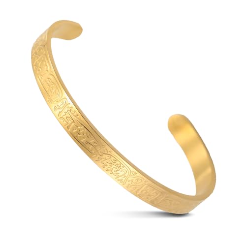 VASSAGO Islamic Gifts Ayatul Kursi Bracelet for Women Men Muslim Quran Allah Openable Bangles Ayatul Kursi Arabic Calligraphy Cuff Bracelet Islam Islamic Jewelry Eid Gifts - color: gold koran bracelet