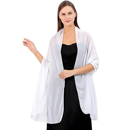 Ladiery Chiffon Shawl Wraps for Women Evening Dresses, Elegant Soft Sheer Shawls for formal dressy Bride Wedding - color: White(1)