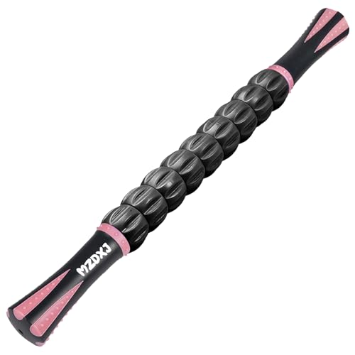 Muscle Roller Massage Roller Stick- Deep Tissue Fascia Blaster for Myofascial Pain Relief, Lymphatic Drainage & Body Sculpting, Handheld Physical Therapy & Recovery Tool (Pink Black - color: Pink Black