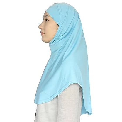 Women's Muslim Hijab Al-Amira Hijabs 2 Pieces with Tube Underscarf Cap Instant Soft Scarf - color: Sky Blue