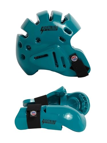 Proforce Lightning Martial Arts Protective Sparring Gear Bundle - Headgear/Gloves - color: Teal, size: Child Medium