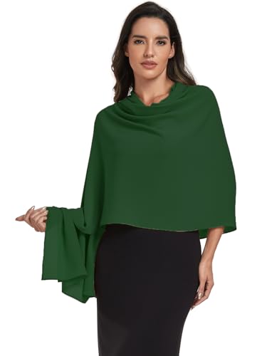 Chiffon Shawl and Wraps for Women Warm Scarves Wedding Evening Bridal Scarfs Pashmina Shawls - color: Dark Green