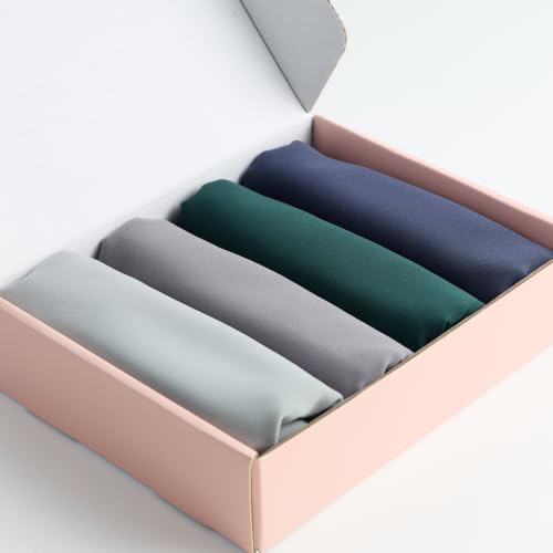 Febfim 4 PCS Muslim Women Soft Premium Solid Chiffon Hijab Scarves Shawl Long Scarf Wrap Scarves with Gift Box - color: 2025 5h