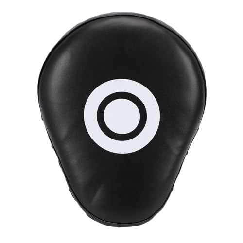 Keenso Boxing Punching Mitt, PU Curved Boxing Pad with Adjustable Strap, Hand Pad for Taekwondo Muay Thai Training, Adults Kids All Skill Levels - color: Black White