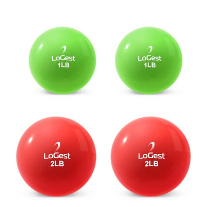 Logest Weighted Toning Exercise Balls Pair - Round Shape Medicine Ball - 1LB 2LB 3LB 4LB 5LB 6LB Available - Toning Muscle for Men & Women - size: Set - 1LB 2LB Pair (4 Balls Total)