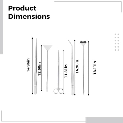 6 Pcs Aquarium Plant Tools Set, Stainless Steel Kit, with Algae Scraper, Tweezers, Scissors, Sand Spatula, and Holder, Silver
