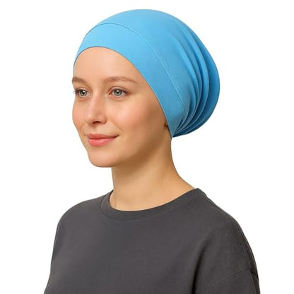 Cotton Modal Jersey Hijab with Matching Undercap, Women's Casual Style, 180cm × 70cm - color: Sky Blue
