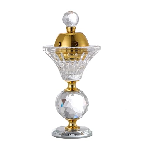 Luxury Crystal Incense Burner – Elegant Bakhoor & Frankincense Holder with Removable Gold Lid