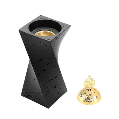 TERSCHELLING Frankincense Resin Incense Burner, Bakhoor Burner,10.62Inches Tall Incense Censer,Charcoal Incense Burner for Yoga, Spa Aromatherapy, Office and Home Decor(Black)
