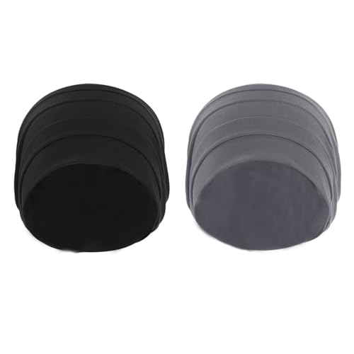 PURFUN 2 Pcs Muslim Inner Hijab Caps Women Girls Stretchy Breathable Full Cover Undercap Tube Bonnet Under Scarf Hats Beanie - color: Black+grey/2pcs