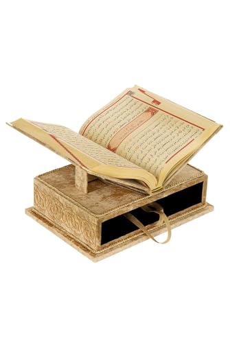 The Holy Quran Velvet Box Sets | Special Quran Holder Stand | Luxury Islamic Gift | Spiritual Grace| Quran Dimension;6.6*9.4inch/17*24cm I Perfect Ramadan, Eid, Umrah Gift for Muslim Women Men (Gold) - color: Gold