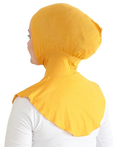 Prien Sport Hijab For Women, Muslim Head Scarf, Flexible Turban Girls, Chic Islamic Wear For Gym, Neck Collar Bonnet Viscose - color: Deep Yellow