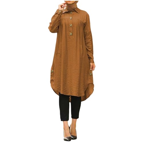 Prayer Clothes for Muslim Women One-Piece Long Sleeve Islamic Prayer Dress O Neck Lightweight Maxi Dress Dress - color: Yellow, size: Large