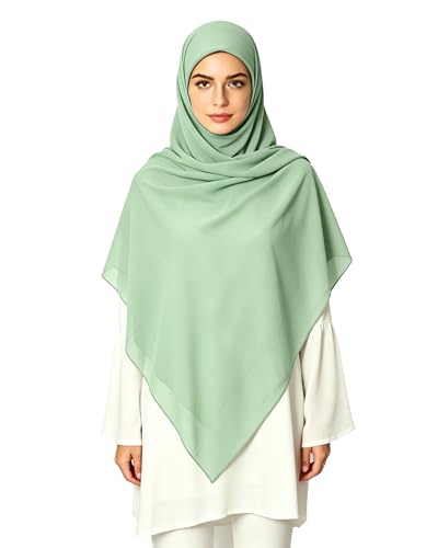 Lina & Lily Premium Chiffon Hijab Head Scarf Shawl Wrap for Muslim Women Square 58'' x 58'' - color: Mint Green