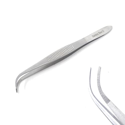 Lab Tweezers High Precision Forceps, Fine Strong Curved Point Tweezers, Stainless Steel (4 Inch) - size: 4 Inch