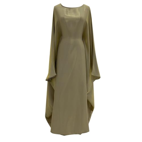 Muslim Dresses for Women One-Piece Prayer Dress Batting Long Robe Long Sleeve Maxi Kaftan Islamic Clothes Set - color: Beige, size: Large